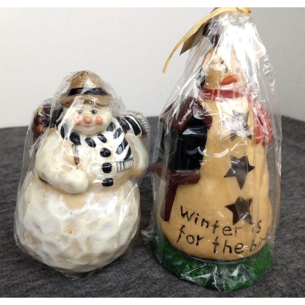 Snowman Christmas Holiday Candles Handmade Lot of 2 Salem Collection NEW SEALED